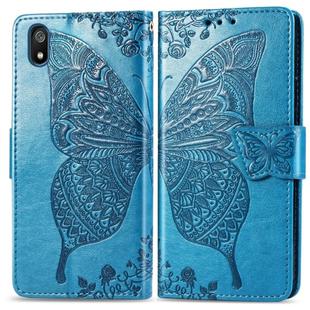 Butterfly Love Flowers Embossing Horizontal Flip Leather Case For Xiaomi Redmi 7A with Holder & Card Slots & Wallet & Lanyard(Blue)