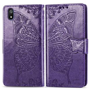 Butterfly Love Flowers Embossing Horizontal Flip Leather Case For Xiaomi Redmi 7A with Holder & Card Slots & Wallet & Lanyard(Dark purple)
