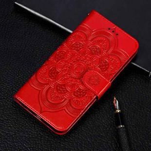For iPhone 11 Pro Mandala Embossing Pattern Horizontal Flip Leather Case, with Holder & Card Slots & Wallet & Photo Frame & Lanyard(Red)