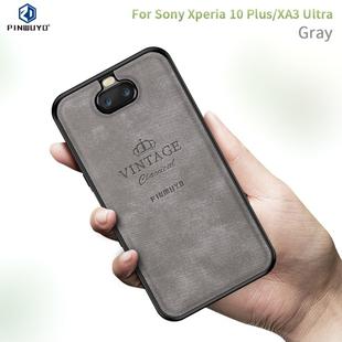 PINWUYO Shockproof Waterproof Full Coverage TPU + PU cloth+Anti-shock cotton Protective Case  for Sony Xperia 10 Plus / XA3 Ultra(Gray)