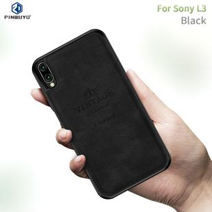 PINWUYO Shockproof Waterproof Full Coverage TPU + PU cloth+Anti-shock cotton Protective Case  for Sony Xperia L3(Black)