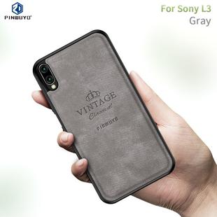 PINWUYO Shockproof Waterproof Full Coverage TPU + PU cloth+Anti-shock cotton Protective Case  for Sony Xperia L3(Gray)