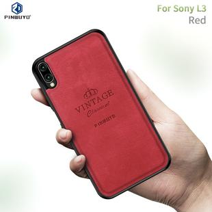 PINWUYO Shockproof Waterproof Full Coverage TPU + PU cloth+Anti-shock cotton Protective Case  for Sony Xperia L3(Red)