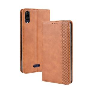 Magnetic Buckle Retro Crazy Horse Texture Horizontal Flip Leather Case for Wiko Y80, with Holder & Card Slots & Photo Frame(Brown)