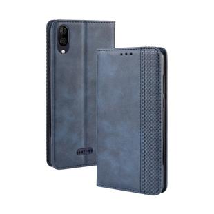 Magnetic Buckle Retro Crazy Horse Texture Horizontal Flip Leather Case for Wiko Y80, with Holder & Card Slots & Photo Frame(Blue)