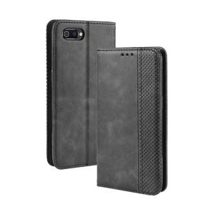 Magnetic Buckle Retro Crazy Horse Texture Horizontal Flip Leather Case for OPPO Realme C2 / A1K , with Holder & Card Slots & Photo Frame(Black)