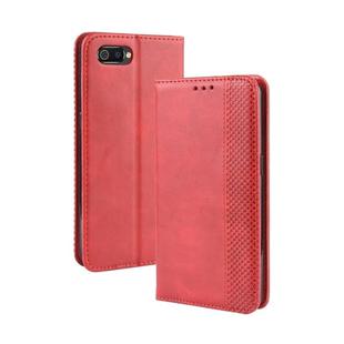 Magnetic Buckle Retro Crazy Horse Texture Horizontal Flip Leather Case for OPPO Realme C2 / A1K , with Holder & Card Slots & Photo Frame(Red)