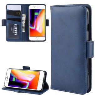 For iPhone SE 2022 / SE 2020 / 8 / 7 Dual-side Magnetic Buckle Horizontal Flip Leather Case with Holder & Card Slots & Wallet & Photo Frame(Dark Blue)