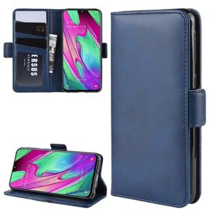 For Galaxy A40 Dual-side Magnetic Buckle Horizontal Flip Leather Case with Holder & Card Slots & Wallet & Photo Frame(Dark Blue)