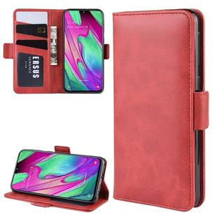 For Galaxy A40 Dual-side Magnetic Buckle Horizontal Flip Leather Case with Holder & Card Slots & Wallet & Photo Frame(Red)