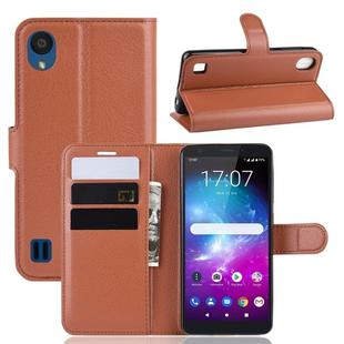 Litchi Texture Horizontal Flip Leather Case for ZTE Blade A5 (2019), with Wallet & Holder & Card Slots(Brown)