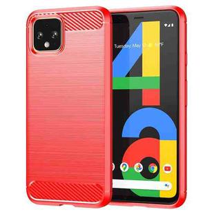 For Google Pixel 4 Brushed Texture Carbon Fiber TPU Case(Red)
