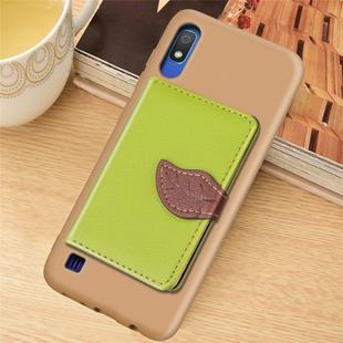 Litchi Pattern Card Bag Wallet Bracket + TPU Phone Case with Card Slot Wallet Bracket Function For Galaxy A10(Green)