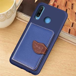 Leaf Buckle Litchi Texture Card Holder PU + TPU Case with Card Slot & Holder & Wallet & Photo Frame for Huawei Nove 4E / P30 Lite(Blue)
