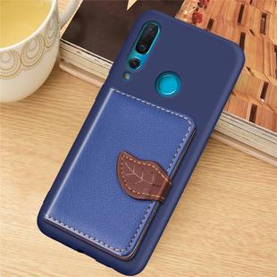 Litchi Pattern Card Bag Wallet Bracket + TPU Phone Case with Card Slot Wallet Bracket Function For Huawei Nove 4(Blue)