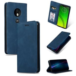 Retro Skin Feel Business Magnetic Horizontal Flip Leather Case for Moto G7 Power European version(Navy Blue)