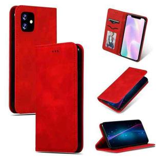 For iPhone 11 Retro Skin Feel Business Magnetic Horizontal Flip Leather Case (Red)