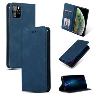 For iPhone 11 Pro Max Retro Skin Feel Business Magnetic Horizontal Flip Leather Case (Navy Blue)