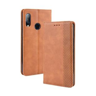 Magnetic Buckle Retro Crazy Horse Texture Horizontal Flip Leather Case for HTC U19E , with Holder & Card Slots & Photo Frame(Brown)