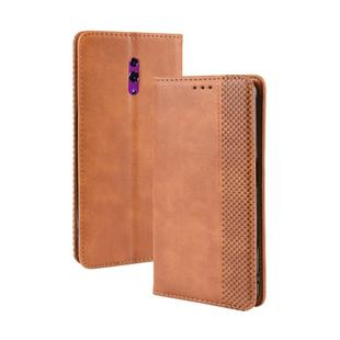 Magnetic Buckle Retro Crazy Horse Texture Horizontal Flip Leather Case for OPPO Reno , with Holder & Card Slots & Photo Frame(Brown)