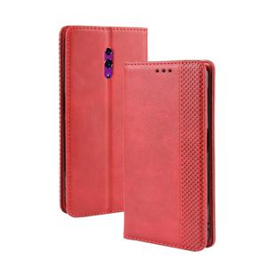 Magnetic Buckle Retro Crazy Horse Texture Horizontal Flip Leather Case for OPPO Reno , with Holder & Card Slots & Photo Frame(Red)