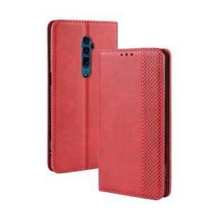 Magnetic Buckle Retro Crazy Horse Texture Horizontal Flip Leather Case for OPPO Reno 10x Zoom / Reno 5G , with Holder & Card Slots & Photo Frame(Red)