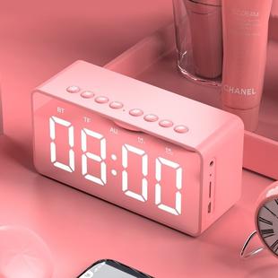 AEC BT506 Speaker with Mirror, LED Clock Display, Dual Alarm Clock, Snooze, HD Hands-free Calling, HiFi Stereo(Pink)