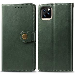 For iPhone 11 Pro Max Retro Solid Color Leather Buckle Mobile Phone Protection Leather Case with Photo Frame & Card Slot & Wallet & Bracket Function (Green)