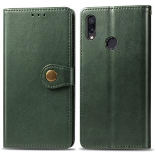 Retro Solid Color Leather Buckle Mobile Phone Protection Leather Case with Photo Frame & Card Slot & Wallet & Bracket Function for Xiaomi Redmi 7(Green)