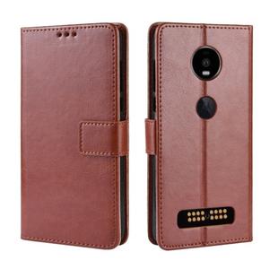 Retro Crazy Horse Texture Horizontal Flip Leather Case for Motorola Moto Z4/Z4 Play, with Holder & Card Slots & Photo Frame(Brown)