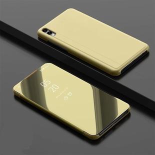 Electroplating Mirror Horizontal Flip PU Leather Case with Holder for Xiaomi Redmi 7A(Gold)