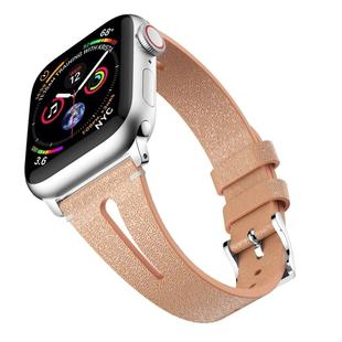 Water Drop-shaped Leather Wrist Strap Watch Band for Apple Watch Series 4 & 3 & 2 & 1 38mm(Gold)