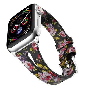 Water Drop-shaped Leather Wrist Strap Watch Band for Apple Watch Series 4 & 3 & 2 & 1 38mm(Black&Pink)