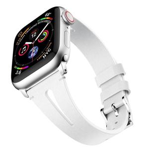 Water Drop-shaped Leather Wrist Strap Watch Band for Apple Watch Series 4 & 3 & 2 & 1 42mm(White)