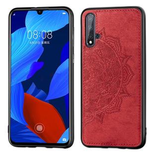 Embossed Mandala pattern PC + TPU + Fabric Phone Case for Huawei Nova5 & Nova 5 Pro ,with  Lanyard & Magnetic(Red)
