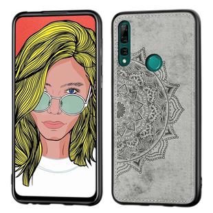 Embossed Mandala pattern PC + TPU + Fabric Phone Case for Huawei Y9 Prime (2019)  /  P Smart Z,with Lanyard & Magnetic(Gray)