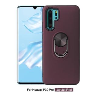 360 Rotary Multifunctional Stent PC+TPU Case for Huawei P30 Pro , with Magnetic Invisible Holder(Jujube Red)