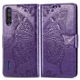 Butterfly Love Flowers Embossing Horizontal Flip Leather Case For Xiaomi CC9 with Holder & Card Slots & Wallet & Lanyard(Dark purple)