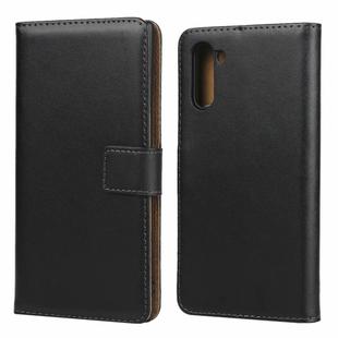 Leather Horizontal Flip Holster for Galaxy Note10 with Magnetic Clasp and Bracket and Card Slot and Wallet(Black)