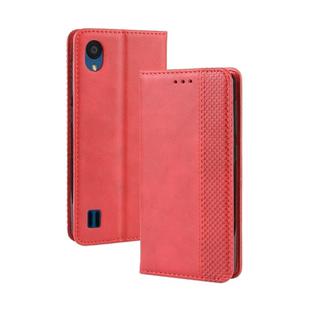 Magnetic Buckle Retro Crazy Horse Texture Horizontal Flip Leather Case for ZTE Blade A5 (2019) , with Holder & Card Slots & Photo Frame(Red)