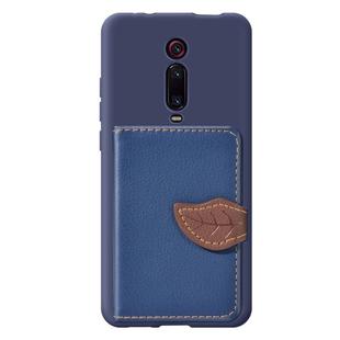 Leaf Buckle Litchi Texture Card Holder PU + TPU Case with Card Slot & Wallet & Holder & Photo Frame for Xiaomi Mi 9T / Mi 9T Pro / Redmi K20 / Redmi K20 Pro(Blue)