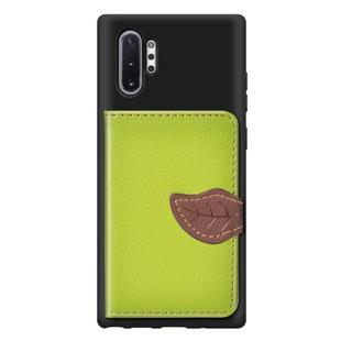 Leaf Buckle Litchi Texture Card Holder PU + TPU Case with Card Slot & Wallet & Holder & Photo Frame for Galaxy Note 10+(Green)