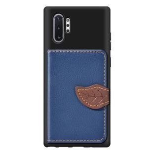 Leaf Buckle Litchi Texture Card Holder PU + TPU Case with Card Slot & Wallet & Holder & Photo Frame for Galaxy Note 10+(Blue)