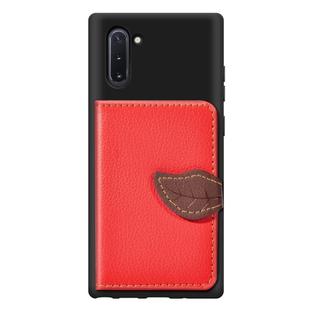 Leaf Buckle Litchi Texture Card Holder PU + TPU Case with Card Slot & Wallet & Holder & Photo Frame for Galaxy Note10(Red)