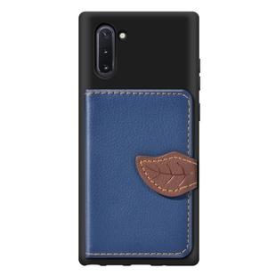 Leaf Buckle Litchi Texture Card Holder PU + TPU Case with Card Slot & Wallet & Holder & Photo Frame for Galaxy Note10(Blue)