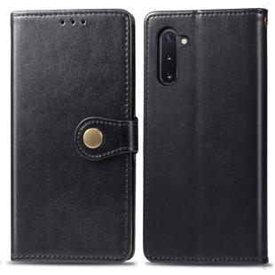 Retro Solid Color Leather Buckle Mobile Phone Protection Leather Case with Photo Frame & Card Slot & Wallet & Bracket Function for Galaxy Note 10(Black)