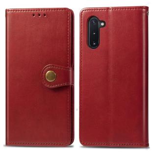 Retro Solid Color Leather Buckle Mobile Phone Protection Leather Case with Photo Frame & Card Slot & Wallet & Bracket Function for Galaxy Note 10(Red)