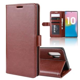 R64 Texture Single Fold Horizontal Flip Leather Case for Galaxy Note 10+, with Holder & Card Slots & Wallet(Brown)
