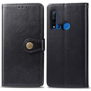 Retro Solid Color Leather Buckle Mobile Phone Protection Leather Case with Lanyard & Photo Frame & Card Slot & Wallet & Bracket Function for Huawei P20 lite 2019 / Nova 5i(Black)
