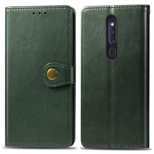 Retro Solid Color Leather Buckle Mobile Phone Protection Leather Case with Lanyard & Photo Frame & Card Slot & Wallet & Bracket Function for OPPO F11 / A9(Green)